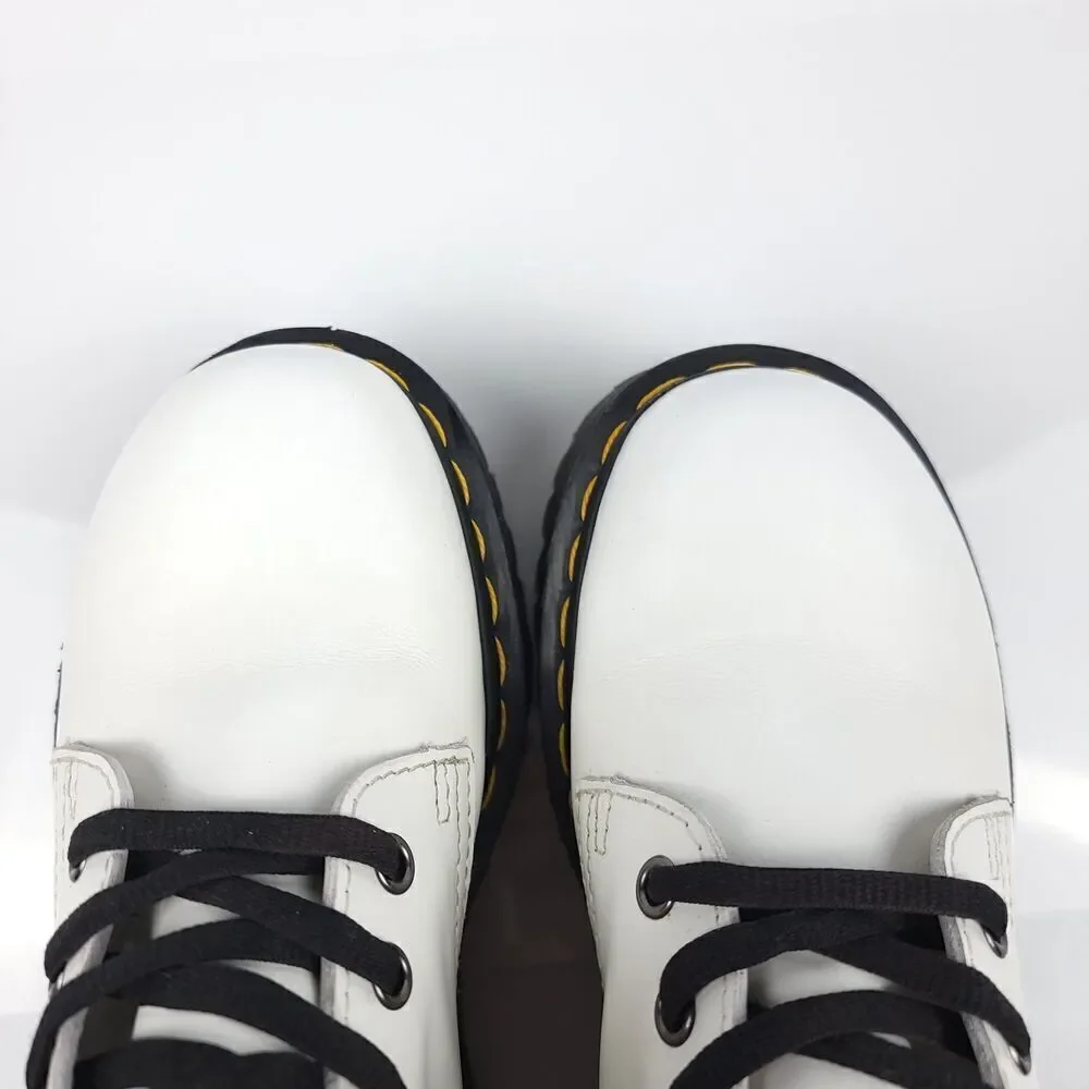 Dr. Martens Jadon Platform White Patent Leather Combat Boots Womens 6 90s Grunge
